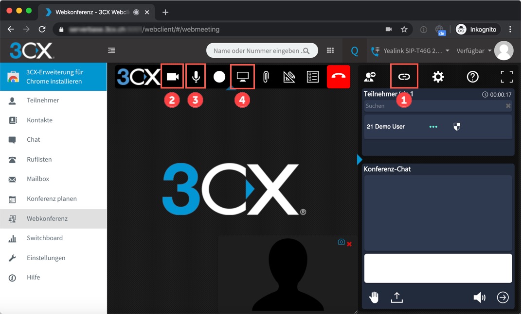 3CX WebMeeting: Jetzt können Sie einen Einladungslink an Teilnehmer versenden